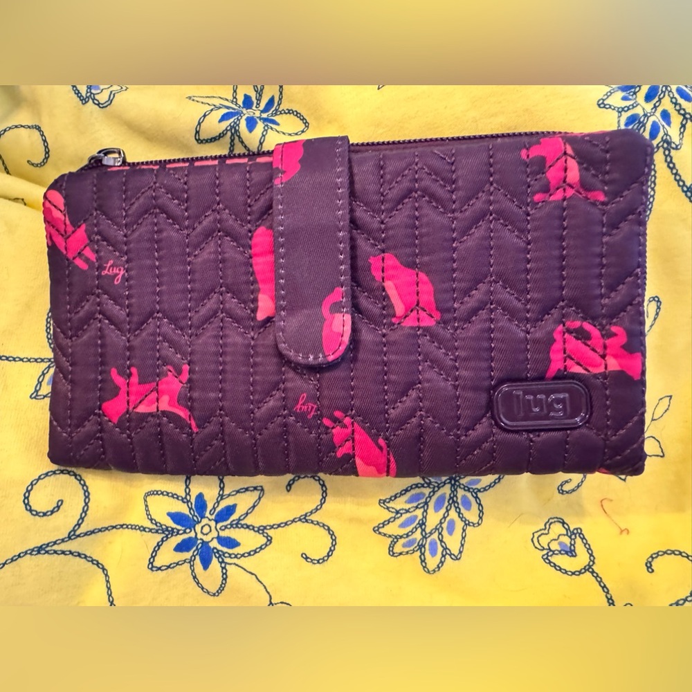 Lug Tram Wallet Orchid with pink cats Preloved in great condition